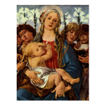 Madonna with eight angels singing postcard