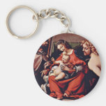 Madonna With St. Roch And St. Sebastian By Lotto L Keychains