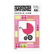 Madras Inspired Plaid Patchwork Baby Shower Stamps