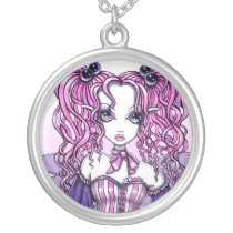 maegan, pink, couture, fairy, faery, fae, faerie, fantasy, art, myka, jelina, mika, big, eyed, faeries, Necklace with custom graphic design