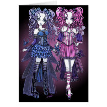 haylee, maegan, pink, purple, fairy, faery, fae, faerie, fairies, art, butterfly, butterflies, pigtails, fantasy, myka, jelina, couture, gothic, goth, characters, Cartão com design gráfico personalizado