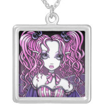 maegan, pink, couture, fairy, faery, fae, faerie, fantasy, art, myka, jelina, mika, big, eyed, faeries, Necklace with custom graphic design