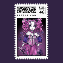 "Maegan" Pink Valentine Fairy Art Postage Stamps