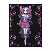 valentine's, day, maegan, valentine, gothic, cute, pigtails, butterfly, pink, ribbon, fairy, faery, faerie, fantasy, art, myka, jelina, Postcard with custom graphic design
