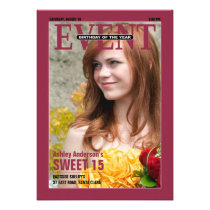 Magazine "Birthday of the Year" Photo Sweet 15 Custom Invitations