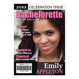 Magazine Cover Fuchsia Bachelorette Invitations
