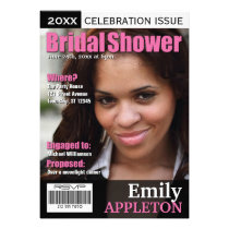 Magazine Cover Fuchsia Bridal Shower Invitations