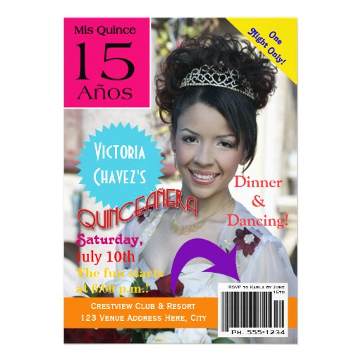 Magazine Cover Quinceanera 15th Invitation