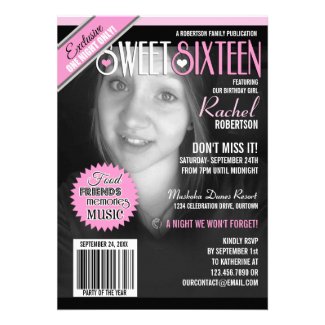 Magazine Cover Sweet 16 Party Invitation