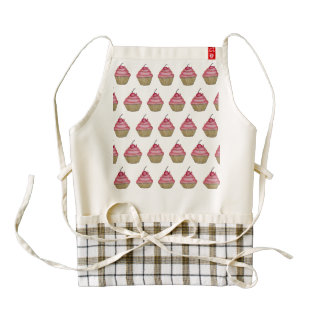 Magdalena rosada linda con la cereza en el top delantal zazzle HEART