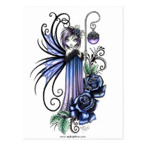 blue, rose, fairy, faery, fae, faerie, fairies, pixie, violet, gothic, fantasy, art, fine, myka, jelina, fine art, Postcard with custom graphic design