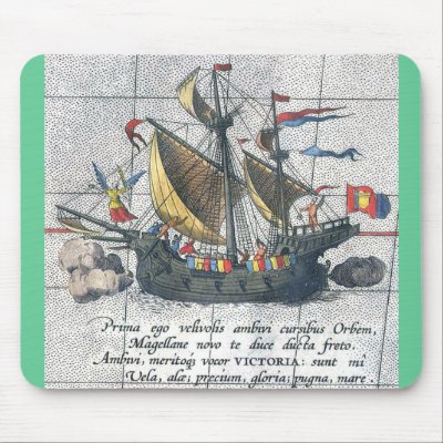 Magellan's ship a depiction from 1590 mouse mat by cooldudeproducts