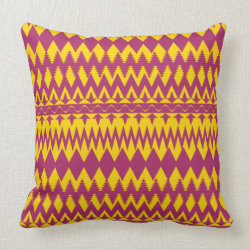 Magenta and Mustard Tribal Pattern Design Throw Pillow