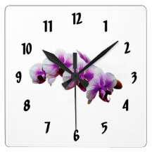 Magenta and White Orchids Wallclock