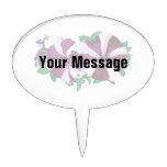 Magenta and White Petunias Oval Cake Toppers