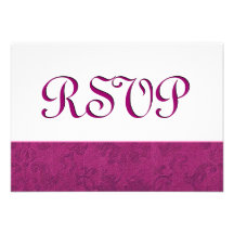 Magenta and White RSVP Grunge Damask Wedding C101 Announcements