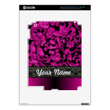 Magenta & black  lace pattern iPad 3 skins