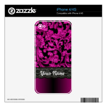 Magenta & black  lace pattern iPhone 4S decals