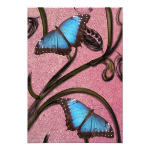 Magenta Butterfly Pair Bridal Shower Invitation