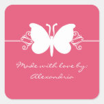 Magenta Butterfly Swirls Sticker Seals