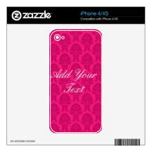 Magenta Damask Pattern iPhone 4 Decal