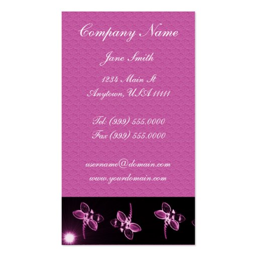 Magenta Dragonfly Business Card (front side)