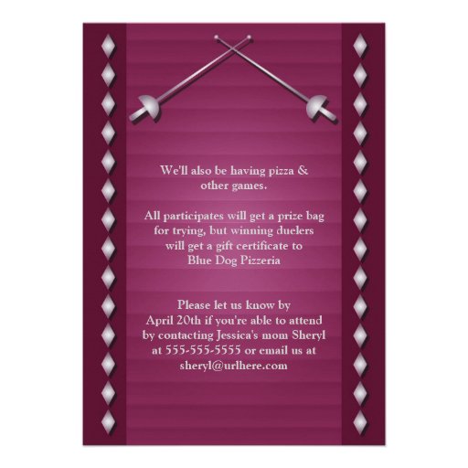 Magenta Fencing Birthday Party Invitation