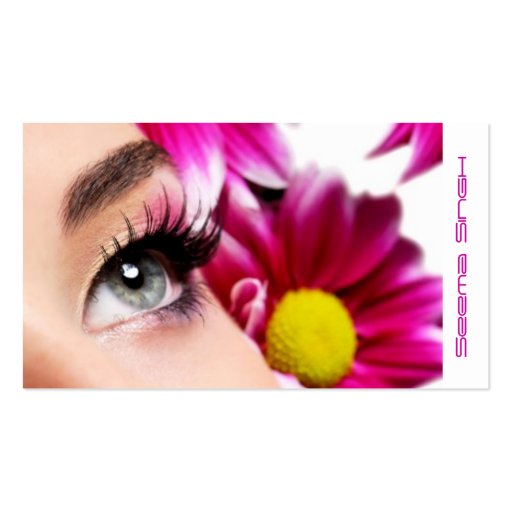 Magenta Flower Makeup Artist cosmetics Business Card Templates (front side)