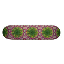 Magenta Flowers Circles Mandala Skate Board Decks