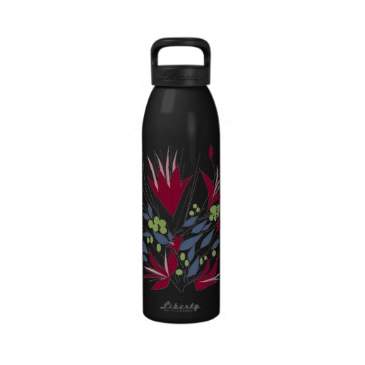 Magenta Flowers Digital Art Reusable Water Bottles