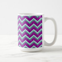 Magenta Foil and Teal ZigZag Pattern Coffee Mug