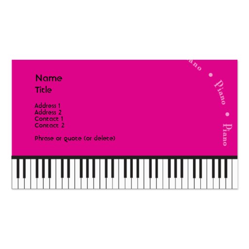 Magenta Grand Piano Business Card (back side)