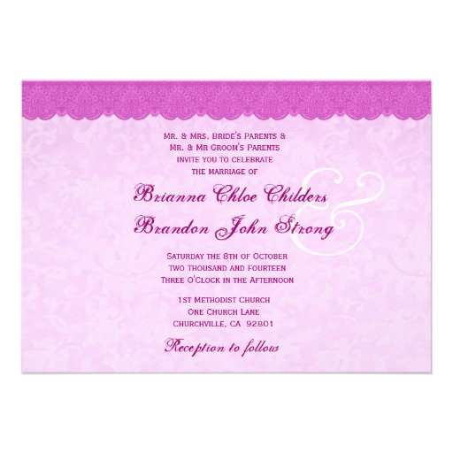 Magenta Lace Pattern Monogram Wedding Template V2 Custom Invitations Magenta Lace Pattern Monogram Wedding Template V2 Custom Invitations