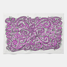 magenta lace towels