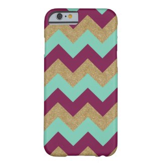 Magenta, Mint, & Gold Glitter Chevron iPhone Case Barely There iPhone 6 Case