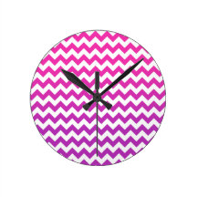 Magenta Ombre Chevron Stripes Wallclock