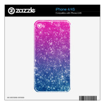 Magenta Ombre Glitter Decal For iPhone 4S