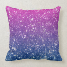 Magenta Ombre Glitter Throw Pillows