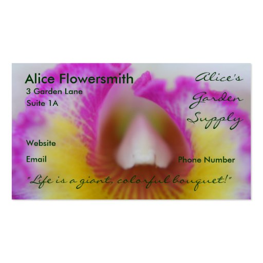 Magenta Orchids business cards (front side)