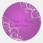 Magenta pearl swirls wedding stickers