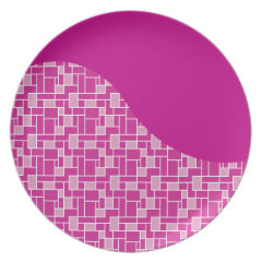 Magenta Pink Purple Tiles Wave Pattern Gifts Dinner Plates