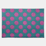 Magenta Polka Dots on Turquoise Leather Texture placemats