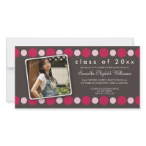 Magenta Polkadots Custom Graduation Announcement photo cards by GraduateShoppe Magenta Polkadots Custom Graduation Announcement photo cards
