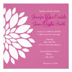 Magenta Purple White Flower Wedding Invitations