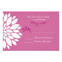 Magenta Purple White Flower Wedding RSVP Cards