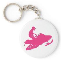 Magenta-Snowmobiler Keychains