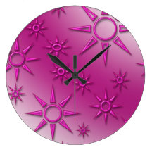 Magenta suns seamless pattern wall clocks