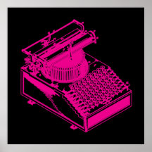Magenta Type Writing Machine Print
