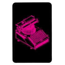 Magenta Type Writing Machine Rectangle Magnet