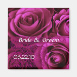 MAGENTA  Wedding Rose Bouquet with Lace Refrigerator Magnet